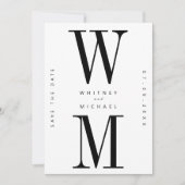 Moderne minimalistische monogram bruiloft save the date (Voorkant)