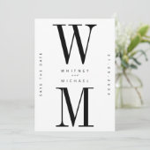 Moderne minimalistische monogram bruiloft save the date (Staand voorkant)