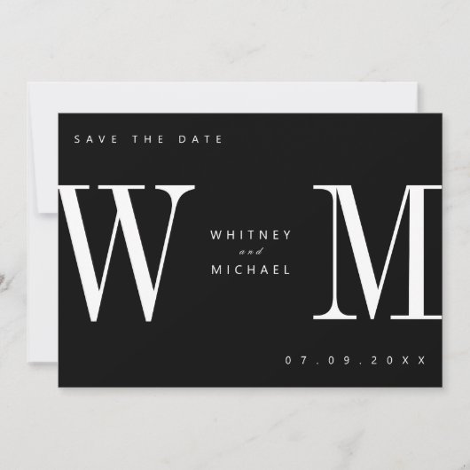 Moderne minimalistische monogram bruiloft save the date (Voorkant)