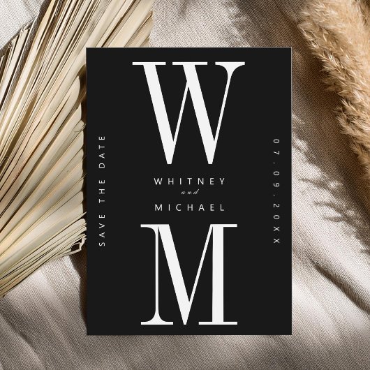 Moderne minimalistische monogram bruiloft save the date