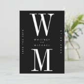 Moderne minimalistische monogram bruiloft save the date (Staand voorkant)