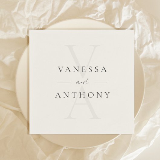 Moderne minimalistische monogram bruiloft servet