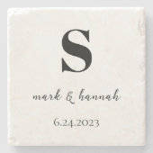 Moderne minimalistische monogram bruiloft stenen onderzetter (Voorkant)