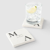 Moderne minimalistische monogram bruiloft stenen onderzetter (Zijkant)