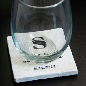 Moderne minimalistische monogram bruiloft stenen onderzetter