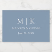 Moderne minimalistische monogram bruiloft stoffige sparkling wijnetiket (Enkel label)