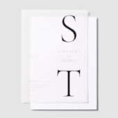 Moderne minimalistische monogram bruiloft vellum uitnodigingen (Offset)
