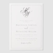 Moderne minimalistische monogram bruiloft vellum uitnodigingen (Voorkant)