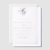 Moderne minimalistische monogram bruiloft vellum uitnodigingen (Offset)