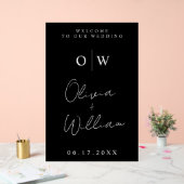 Moderne minimalistische monogram bruiloft Welkom Acryl Bord (Huwelijk)