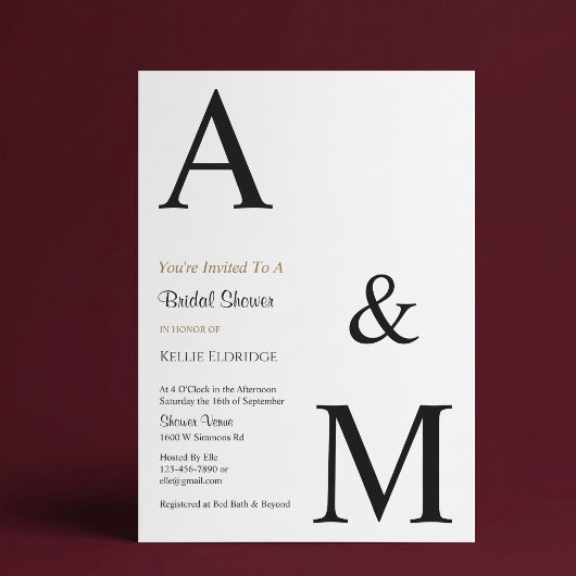 Moderne Minimalistische Monogram Bruiloftsborrel Kaart