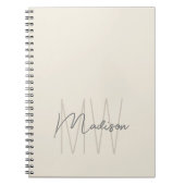 Moderne minimalistische monogram crème notitieboek (Voorkant)