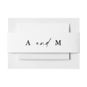 Moderne Minimalistische Monogram Echtparen Trouw Uitnodigingen Wikkel