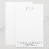 Moderne Minimalistische Monogram Eenvoudig Profess Briefpapier (Voorkant / Achterkant)