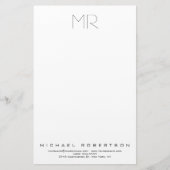 Moderne Minimalistische Monogram Eenvoudig Profess Briefpapier (Voorkant)