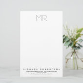 Moderne Minimalistische Monogram Eenvoudig Profess Briefpapier (Staand voorkant)