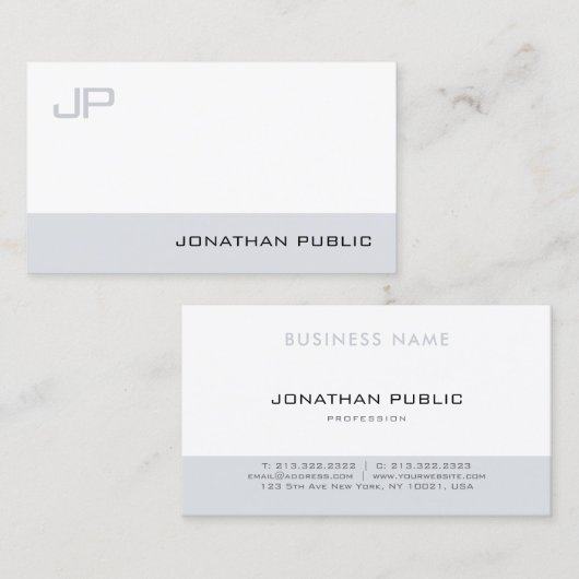 Moderne minimalistische monogram elegant design re visitekaartje (Voorkant / Achterkant)