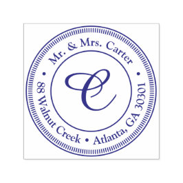 Moderne Minimalistische Monogram Familienaam Rubbe Zelfinktende Stempel