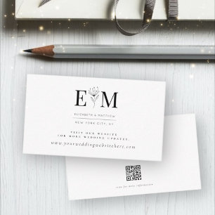 Moderne, minimalistische monogram fileweddenschap  informatiekaartje