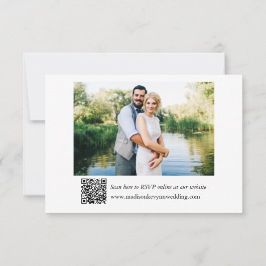 Moderne minimalistische monogram foto bruiloft QR- RSVP Kaartje (Achterkant)