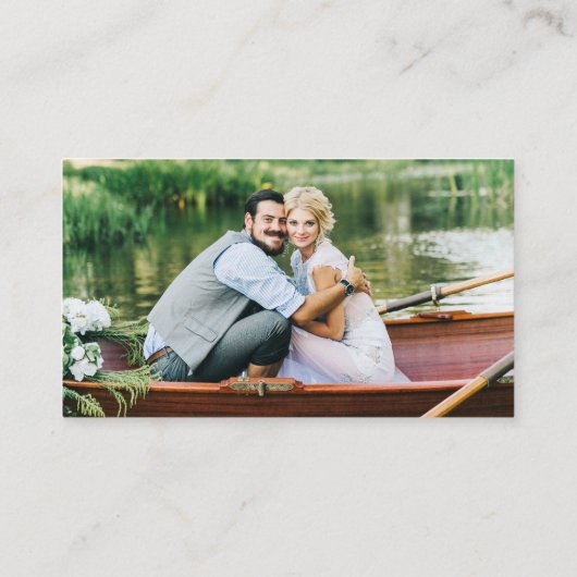 Moderne Minimalistische Monogram Foto Huwelijksreg Informatiekaartje (Achterkant)