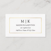 Moderne Minimalistische Monogram Foto Huwelijksreg Informatiekaartje (Voorkant)