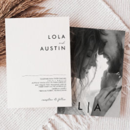 Moderne minimalistische monogram fotobruiloft kaart