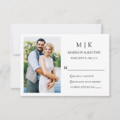 Moderne minimalistische monogram fotobruiloft RSVP kaartje (Voorkant)