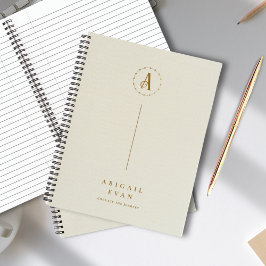 Moderne Minimalistische Monogram Goud en Crème Spi Notitieboek