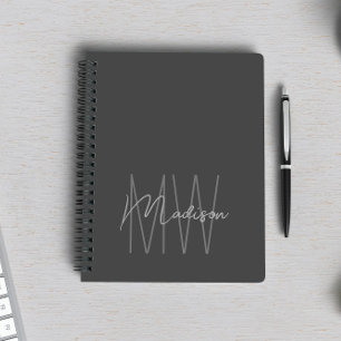 Moderne minimalistische monogram grijs notitieboek