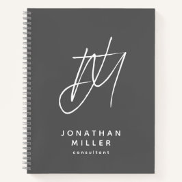 Moderne minimalistische monogram grijs notitieboek