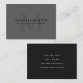 Moderne minimalistische monogram grijs visitekaartje (Voorkant / Achterkant)
