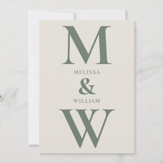 Moderne minimalistische Monogram Groene Champagne Kaart (Voorkant)