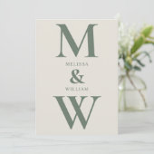 Moderne minimalistische Monogram Groene Champagne Kaart (Staand voorkant)