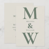 Moderne minimalistische Monogram Groene Champagne Kaart (Voorkant / Achterkant)