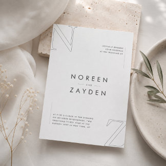 Moderne Minimalistische Monogram Huwelijksuitnodig Kaart