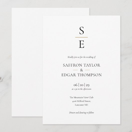 Moderne minimalistische monogram Initialen bruilof Kaart (Voorkant / Achterkant)