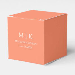 Moderne minimalistische Monogram Koraal Peach Brui Bedankdoosjes