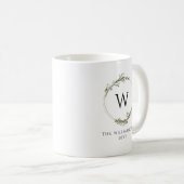 Moderne Minimalistische Monogram Krans Koffiemok (Voorkant rechts)
