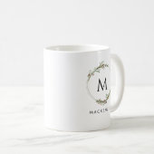Moderne Minimalistische Monogram Krans Koffiemok (Voorkant rechts)