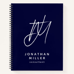 Moderne minimalistische monogram marine notitieboek