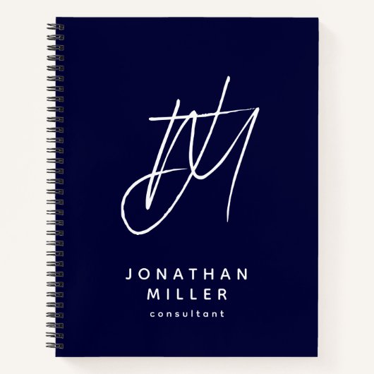 Moderne minimalistische monogram marine notitieboek (Voorkant)