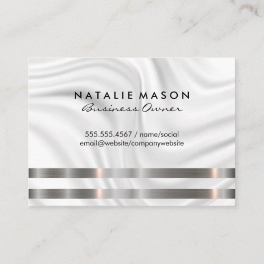 Moderne Minimalistische Monogram Metalen Afwerking Visitekaartje (Achterkant)