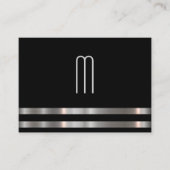 Moderne minimalistische monogram metallic zilver t visitekaartje (Voorkant)
