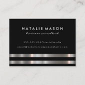 Moderne minimalistische monogram metallic zilver t visitekaartje (Achterkant)