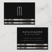 Moderne minimalistische monogram metallic zilver t visitekaartje (Voorkant / Achterkant)