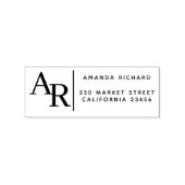 Moderne Minimalistische Monogram Naam & Adres  Rubberstempel (Gestempeld)