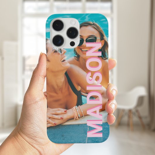 Moderne Minimalistische Monogram Naam Foto Case-Mate iPhone Case