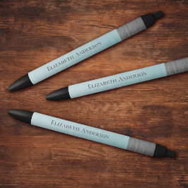 Moderne Minimalistische Monogram Naam Teal Blauwe  Zwarte Inkt Pen