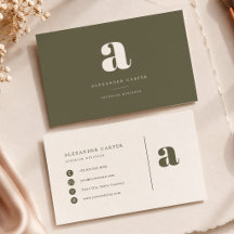 Moderne Minimalistische Monogram Olijfgroene Maatw